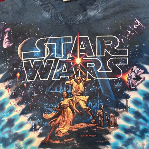 Vintage 90’s Star Wars Liquid Blue Tie-Dye T-Shirt Men’s Large - Picture 6 of 10